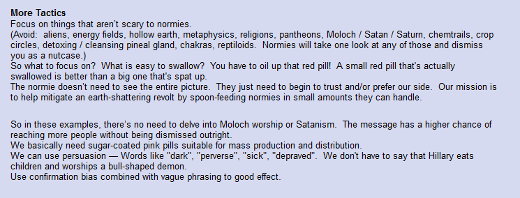 I'll returning to this document in coming days, but I want to finish today with one of the funniest bits (to me, anyway)—something I'll call the Xenu disclaimer.Anons are cautioned that some of their beliefs are repulsively insane, and should be avoided—until LATER. /6