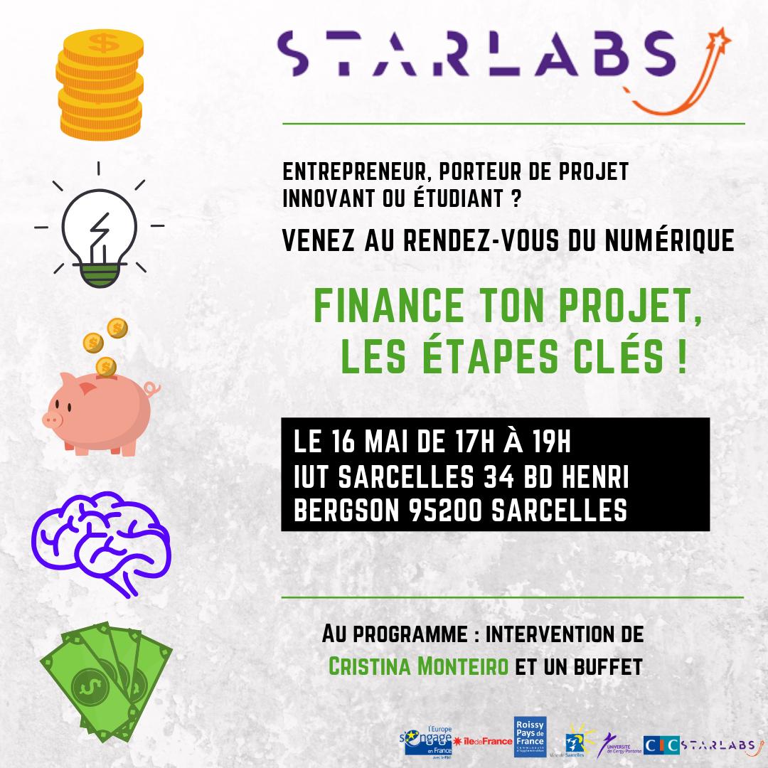 Starlabs_RPF's tweet photo. J-2 avant le Rendez-vous du #Numérique ! #Entrepreneurs, porteurs de projet, #étudiants nous vous attendons jeudi à 17h à l'@iut_ucp à @VilleSarcelles 
Au programme : les étapes clés pr financer votre #projet. Cc @MMISarcelles @iledefrance #Innovation 👇 https://t.co/HXpScS76nv