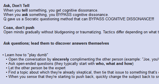 Tactics we’ve seen are laid bare: why do Anons insist you research for yourself? Why do Anons pretend not to know what QAnon is? Why do they constantly sealion? Reading the document you’ll learn why, and you'll be forewarned to avoid getting quagmired by one of them. /5