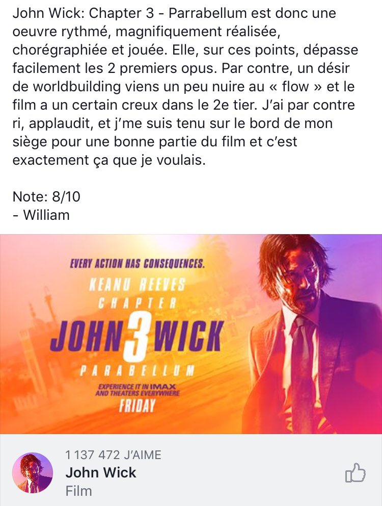 Voici notre critique de ‘John Wick: Chapter 3 - Parrabellum’ #JohnWick3