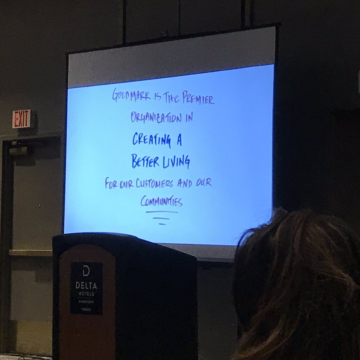 GoldmarkApts's tweet photo. Our CEO, Joel introduces our vision statement to our front line- our leasing team members! Creating a Better Living. #LifeAtGoldmark #NDLeasingRally https://t.co/NRgZUsW3Dl