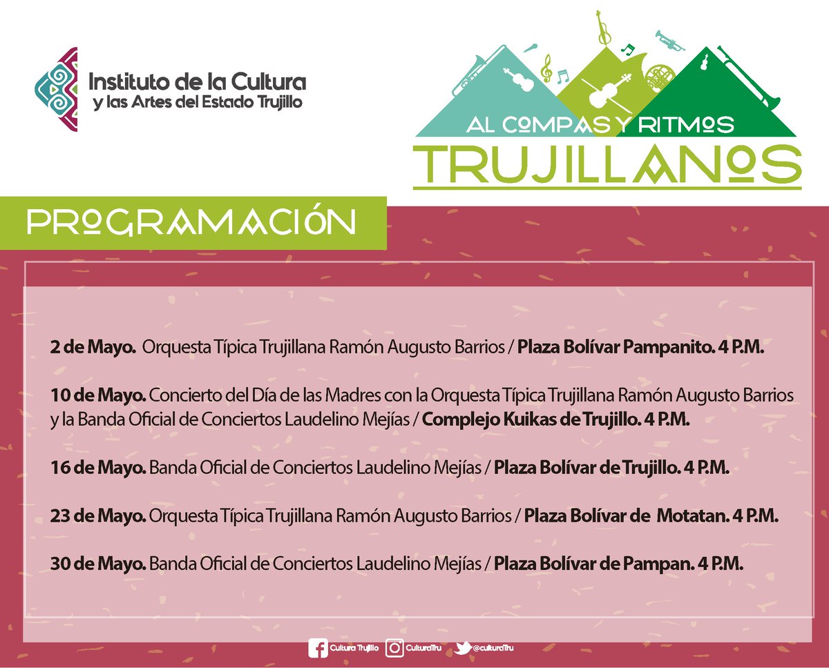 culturaTru's tweet photo. Este jueves 16 continuará la gira de Conciertos "Al Compás y Ritmos Trujillanos" un programa que llevará la #Música a toda la entidad. https://t.co/ELjlrKNQ2S