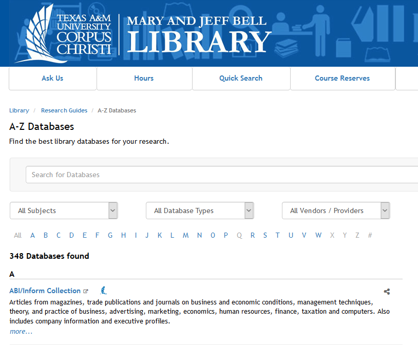 TAMUCCLibrary's tweet image. Have you ever been browsing Bell Library&apos;s online databases for articles and wondered how we decide which ones to purchase and make available to you? Well wonder no more because we are about to lay it all out for you! library.tamucc.edu/blog/2019/05/i… #TAMUCCLibrary