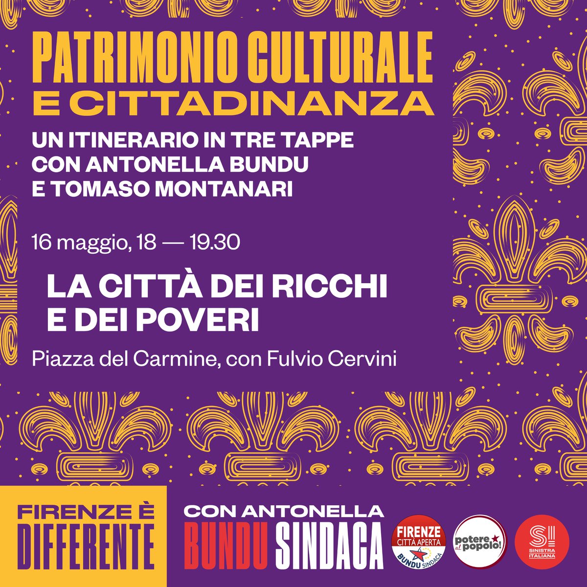 antobundu2019's tweet photo. Vi ricordo che giovedì #16maggio ci sarà la seconda passeggiata con @tomasomontanari, "La città dei ricchi e dei poveri".
Ritrovo in piazza del Carmine ore 18. Vi aspettiamo! :) #firenzedifferente https://t.co/zdPMI4IzAn