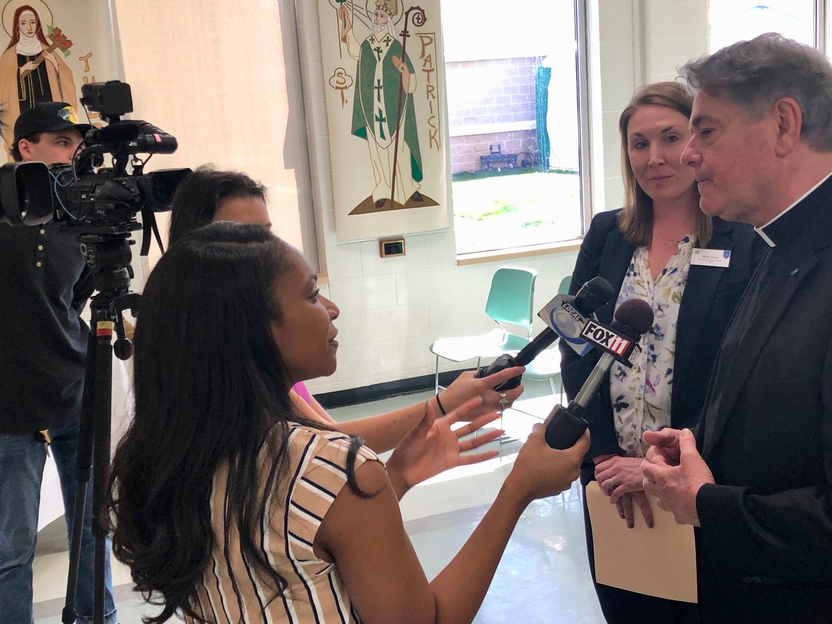 Another gratifying and uplifting day in #DePere, as Jim and Miriam Mulva announced $27M gift to St. Francis Xavier and St. Mary parishes for a new <a href="/NDDPRaiders/">Notre Dame De Pere</a> school and parish hall at SFX. Our #OCC team is honored to help the Mulvas spread the news. #Community #ProudPartner
