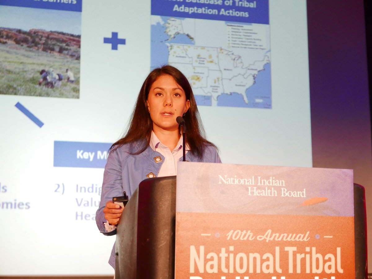 NIHB1's tweet photo. Lesley Jantarasami, Senior Climate Policy Analyst with the Oregon Department of Energy gave a presentation on climate change during the closing plenary. "No two experiences with climate change are alike." #NIHB #TPHS2019 #Nativehealth #ThisIsTribalPublicHealth https://t.co/vsRCYyiINa