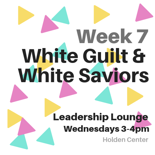 Come chat with us about White Guilt from 3-4 pm in the Holden Center this Wednesday!