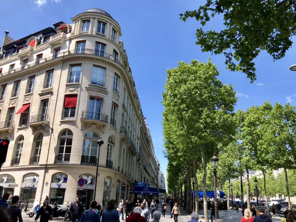 The OTHER part of Paris’ remarkable “human scale” that doesn’t get talked about enough — the trees, that work with buildings to frame & soften streets, support pedestrian comfort, clean the air, create shade, & do everything else trees do for cities.  #StreetsAreBetterWithTrees.