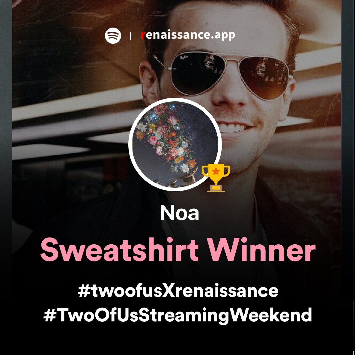 renaissanceapp's tweet photo. 🎊 Announcing the 2000 streamers lucky draw winner - Noa 🎊 Please DM us to redeem the reward or email us at hi+reward@renaissance.app Thank you all  for participating the streaming party and made the history together 🔥🔥 #TwoOfUsStreamingWeekend #twoofusXrenaissance https://t.co/zAroFhWENf