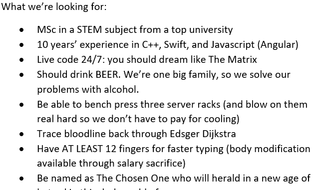 Is it just me or are tech job adverts getting discriminatory these days?