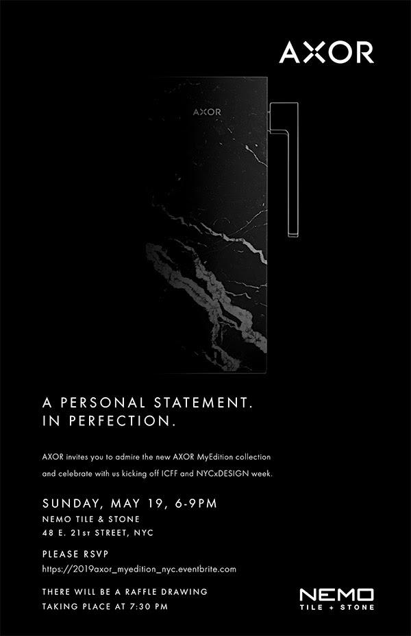 hansgroheusa's tweet photo. #AXOR celebrates AXOR MyEdition—a collection of sleek faucets with different cover plates including leather, wood, two types of marble, and a mirrored or black glass— @ICFF with a party at @Nemo_Tile during @NYCxDESIGN  5.19. RSVP: https://t.co/z5WDEg8dIW #formfollowsperfection https://t.co/v3iItllwn8