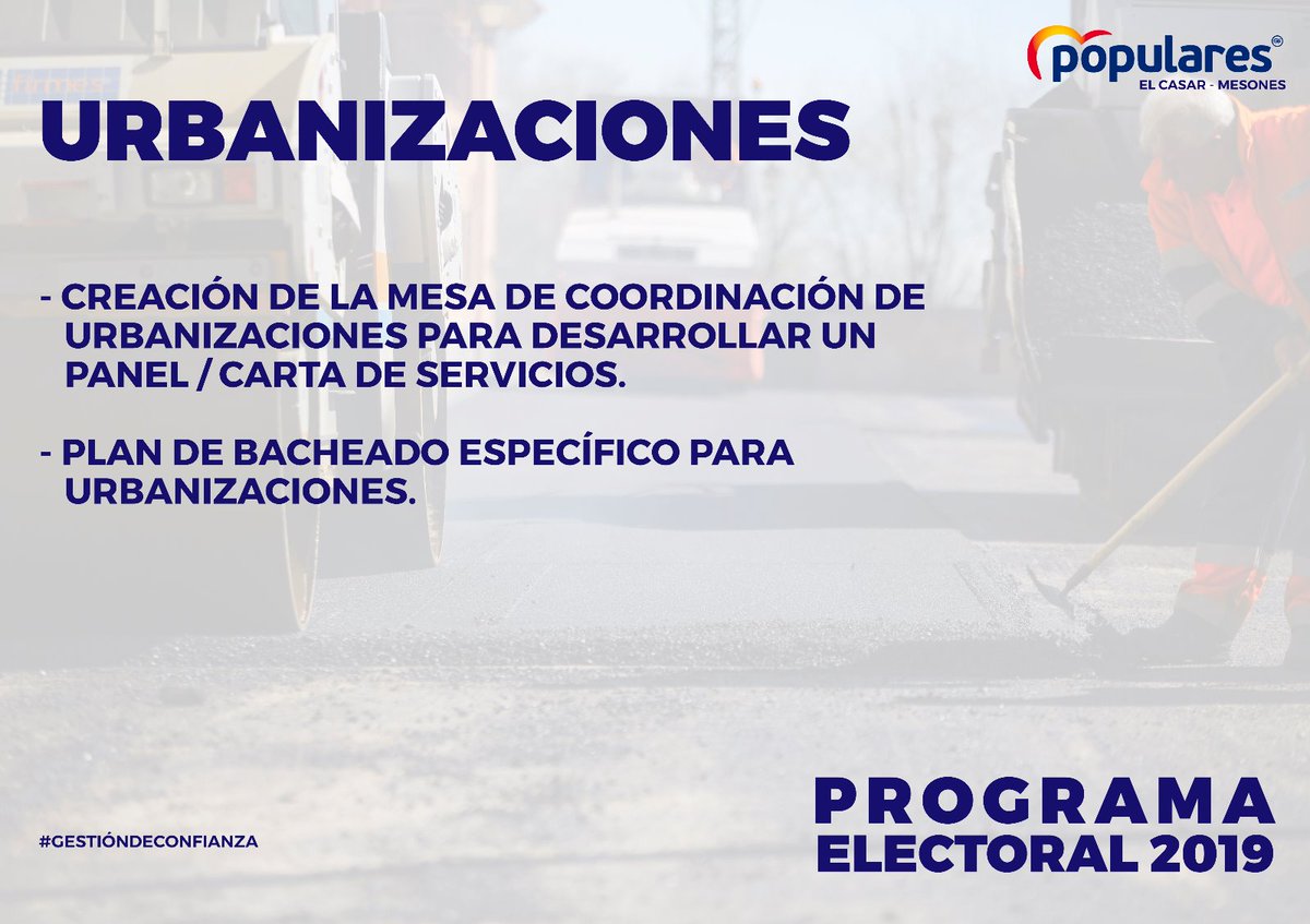 PROGRAMA ELECTORAL 2019. Nuestro Objetivo El Bienestar de los Vecinos de El Casar.
#GestiónDeConfianza 
#PasiónPorElCasar