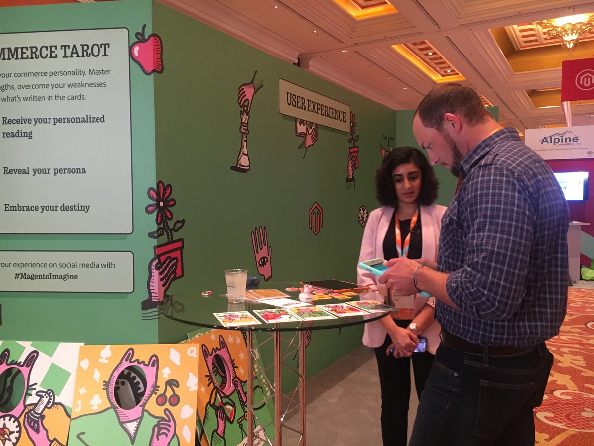 magento_ux's tweet photo. Are you The Alchemist, The Gambler, The Optimizer or something else? Reveal your #ecommerce persona w/ Tarot card reading at #MagentoUXBooth

#magentoimagine
#Imagine2019
#AdobeDesign #adobelife 
#MagentoUX @Magento 
@Adobe @gsicotte https://t.co/hUjKJYSYo5