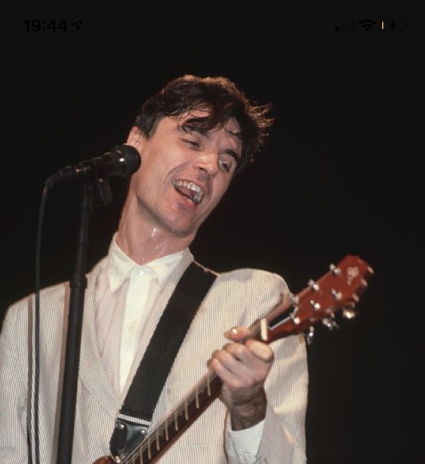 Happy birthday to my husband, David Byrne. Love u 2 the moon and back, my big suited KING 