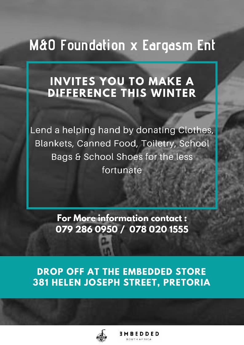 Stiflerr92's tweet photo. "No one has ever become poor by giving.".
SHARING IS CARING
#WINTERCHARITYDRIVE
#MOfoundation
#EMBEDDED_SA
#EargasmEnt https://t.co/wtkRD0AmDj