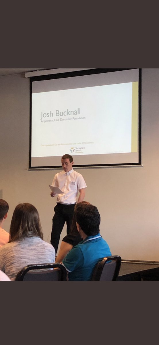 helenmarney's tweet photo. Great to hear from a young apprentice about their own experience in our sector and why apprenticeships have so much to offer the sport and physical activity world. Thanks Josh! @ClubDFoundation @YorkshireSport #YSFconnect https://t.co/CfHd0WlWR2