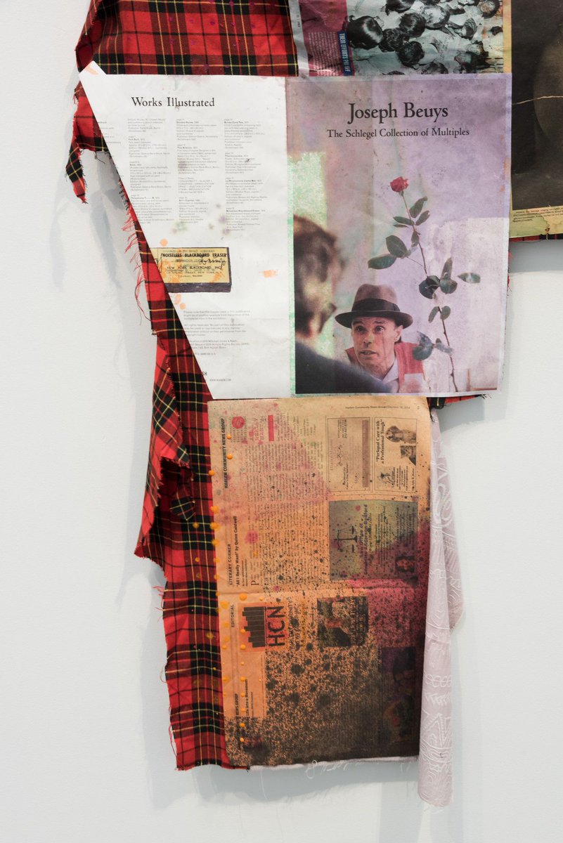 brooklynmuseum's tweet photo. In taping the iconic artist Prince’s image alongside a catalogue spread for the foundational German Conceptual artist Joseph Beuys, #EricNMack insists upon seeing the resonance of radical creativity across different cultural spheres and across time. https://t.co/tFynXaH7RW https://t.co/DpCARjNMNM
