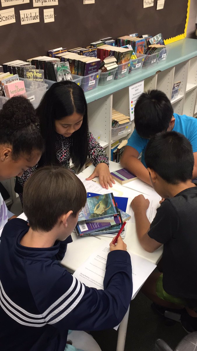 Book Clubs are an important component to our Balanced Literacy Program. Here the students “survey” the book together before reading anything by making predictions , writing questions, and listing what they notice.#tregrit <a href="/TUSDschools/">Tustin Unified</a> <a href="/kathidenny/">Kathi Denny</a>