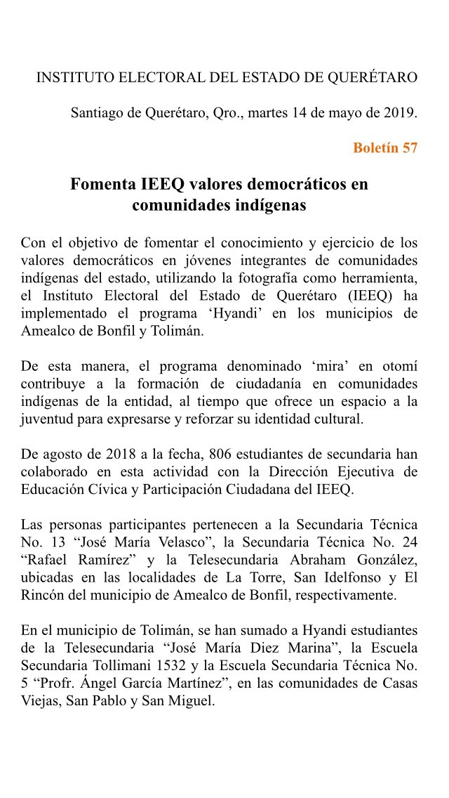 IEEQcomunica's tweet photo. Promueve @IEEQcomunica valores democráticos en comunidades indígenas del estado de Querétaro, a través del programa #Hyandi. https://t.co/VyXrzIrcjO