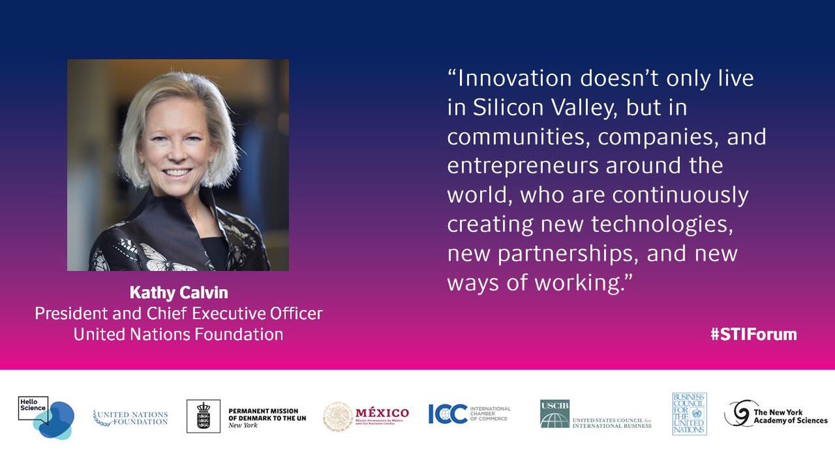 “Innovation in Partnerships should be for everyone” says ⁦<a href="/Kathy_Calvin/">Kathy Calvin</a>⁩ ⁦<a href="/unfoundation/">United Nations Foundation</a>⁩ today @novozymes <a href="/grundfos/">Grundfos</a> #SDG innovation partnership presentation at the <a href="/UN/">United Nations</a> #STIForum #HelloScienceSTIForum #SDGInnovation ⁦<a href="/HelloScienceIO/">HelloScience</a>⁩