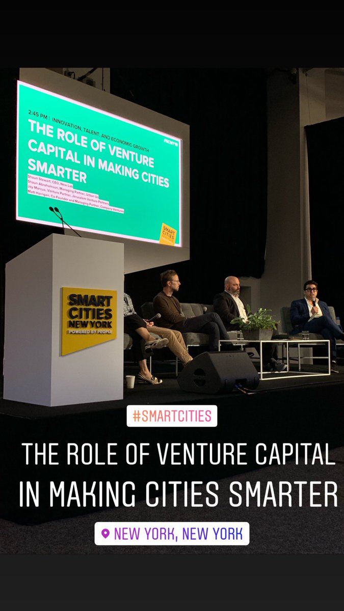 DustinJonesEsq's tweet photo. Conference organizer, Simon Sylvester-Chaudhuri (@civlabsimon), moderated a blockbuster panel on the “Role of Venture Capital in Making Cities Smarter” at Smart Cities New York 2019. #SCNY19 @NewLab @UrbanUsCo https://t.co/DQdkmsiKB9