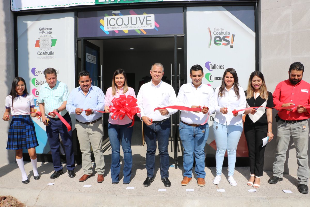 icojuvelag's tweet photo. Inauguramos 👏🎉 las nuevas instalaciones del ICOJUVE Laguna.  Agradecemos al Gobernador del Estado, @mrikelme, al Secretario de Desarrollo e Inclusión Social @fsaracho10, a la Directora del @ICOJUVECoahuila @azaleamaldonado y al Coord Regional @Pelussah99

#FuerteCoahuilaEs💪 https://t.co/ui5MxXjQyC
