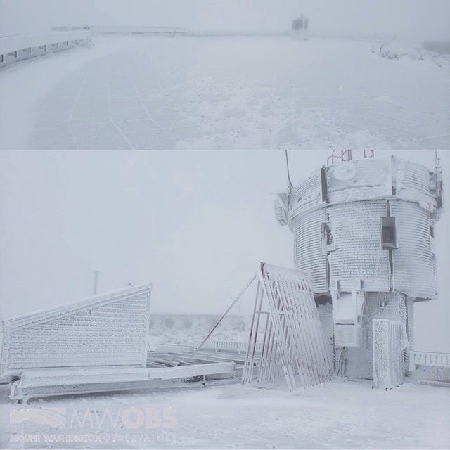 MWObs's tweet photo. Snow is falling once again on the summit! Since last night we have picked up 2 inches, and with precipitation continuing throughout the day we are looking to get a couple more! #mountwashington #mountwashingtonobservatory #mountainweather #snow #winterwe… https://t.co/5a9sm1F0qF https://t.co/MvVCdSf13N