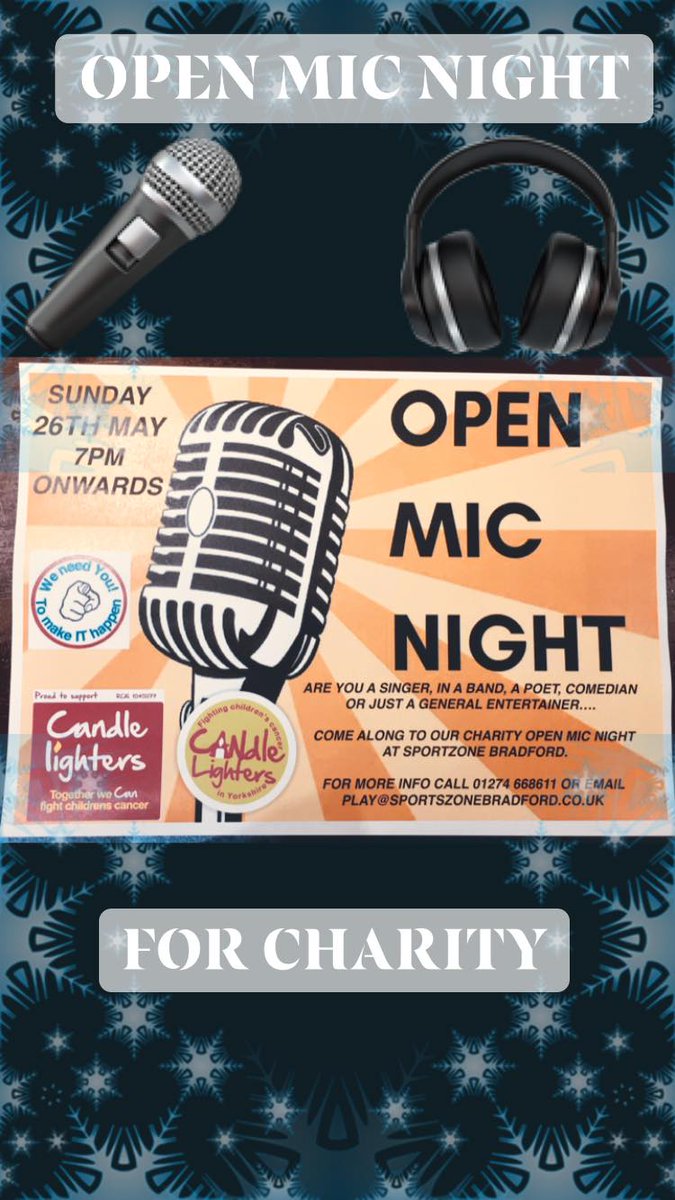 CHARITY OPEN MIC NIGHT SUNDAY 26TH MAY !!!🎤🎸
Are you, or your friend, or even a friend's friend interested in music? Why not get everyone to come join us on the 26th to show our support for Candlelighters?