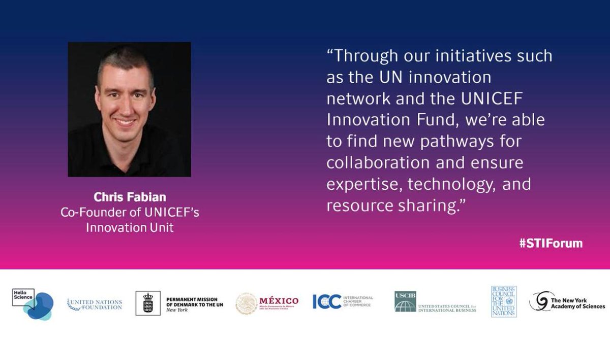 .<a href="/UNICEFinnovate/">UNICEF Innovation</a> @hichrisfabian joins the <a href="/UN/">United Nations</a> #STIForum panel today sharing new ways to foster multi-stakeholder engagement. #SDGInnovation.