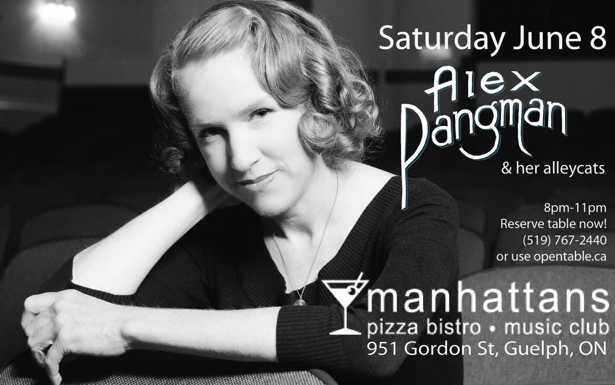 Hey #Guelph! We’re swinging your way on Satursay June 8th to <a href="/manhattansmusic/">manhattans</a> Make your reservations at opentable.ca now! 8-11pm #guelphontario #livemusicguelph #guelpharts #jazzsinger