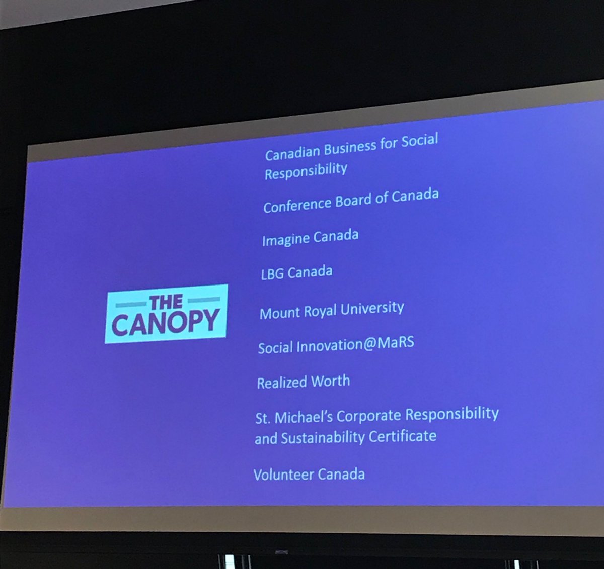 Debut of The Canopy group at #CorporatePartnerships! Creating #collectiveimpact by adding value to #CSR and #nonprofits.  ⁦@CBSRNews⁩ ⁦@ImagineCanada⁩ ⁦@VolunteerCanada⁩ @LBGCanada ⁦@StMikesCSR⁩ Social Innovation ⁦@MaRSDD⁩