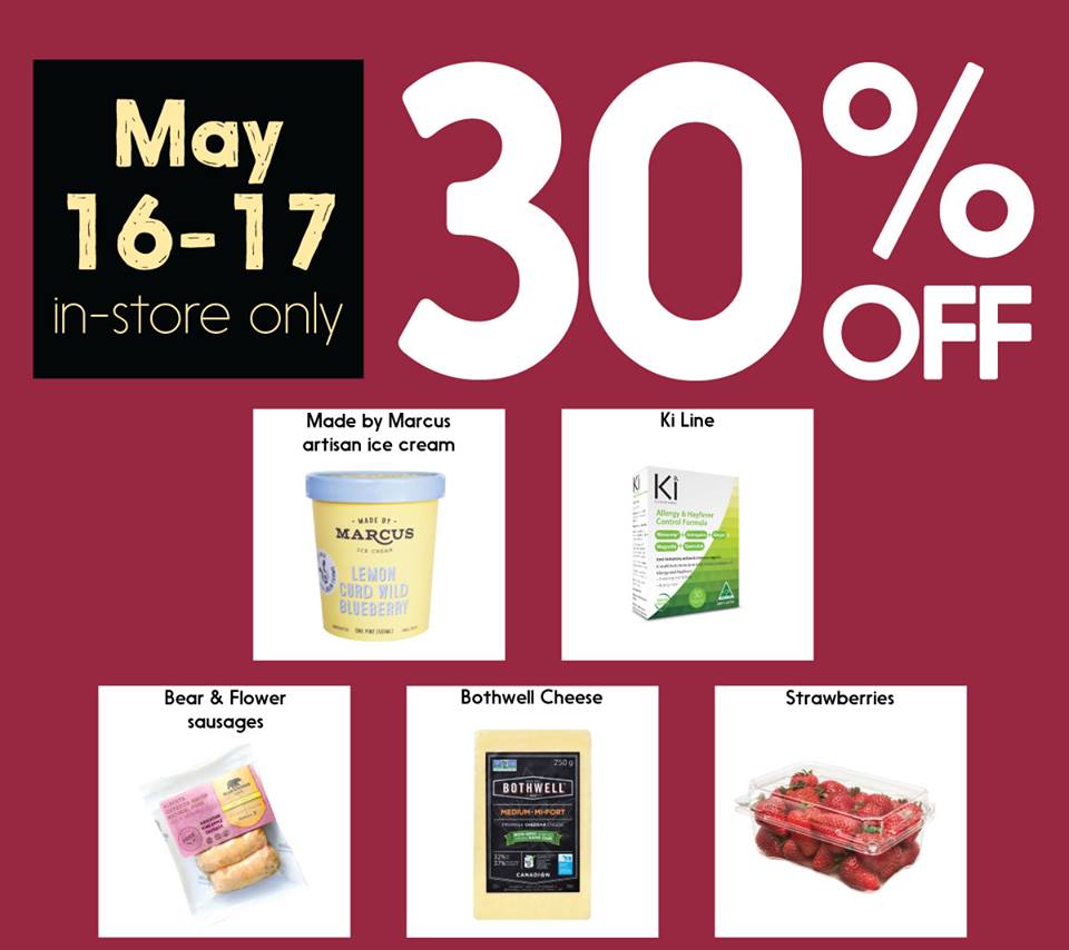 We’re celebrating the long weekend with a 2 day flash sale May 16-17. Save 30% on Made By Marcus Bear and the Flower Farms <a href="/mycnf/">Community Natural Foods</a>