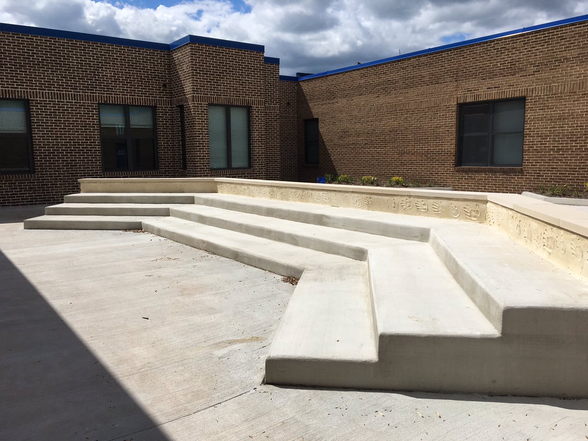This elevator in the new addition at #LRESPride will eventually go up and down 🤣 and see those handprints on the new outdoor learning amphitheater? Lake Ridge ES teachers are leaving their mark on this impressive new space.