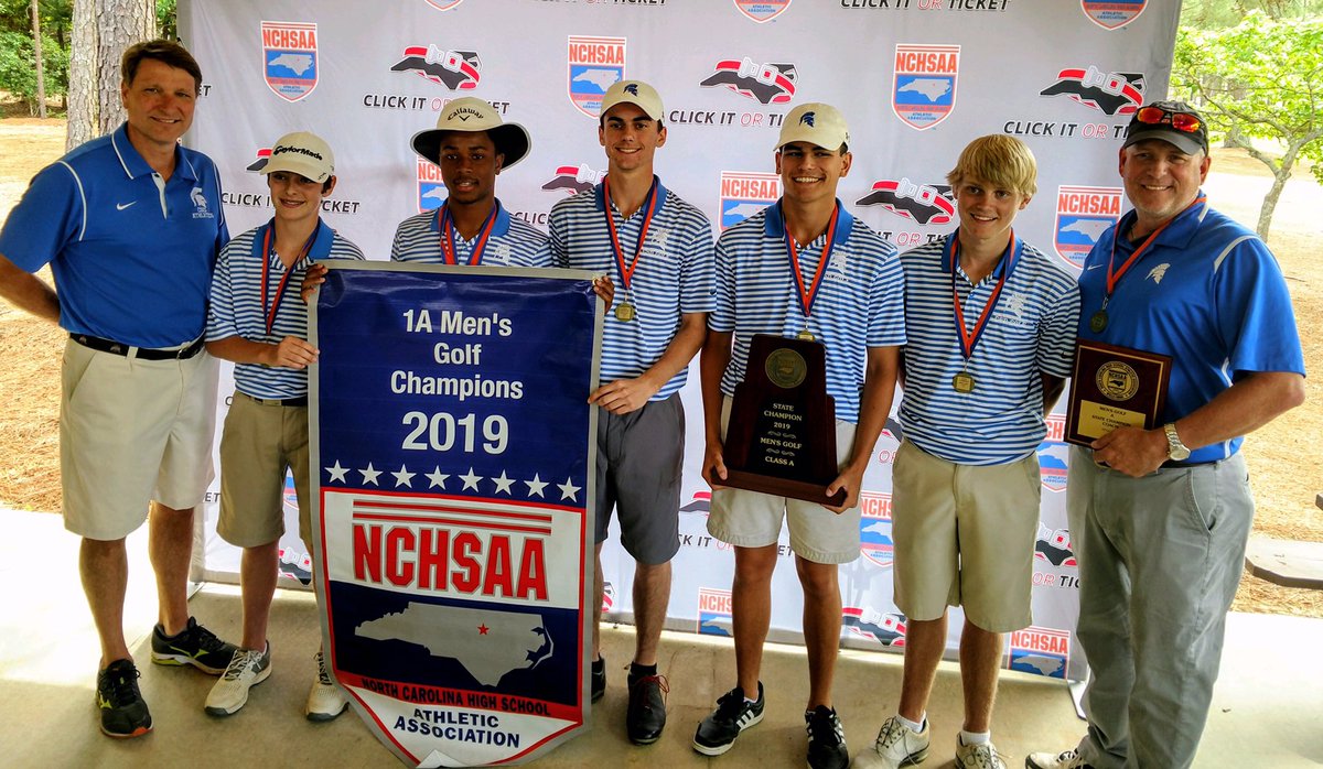 CsdGolf's tweet photo. Spartans repeat as state champions taking the 2019 title!! The team took the day 1 lead and never looked back winning by 14 strokes. Christian Jarrell takes home individual 3rd place, but a strong performance by freshman Connor Maddox helped secure the victory. #BackToBack💍💍 https://t.co/WLPySmFvrY
