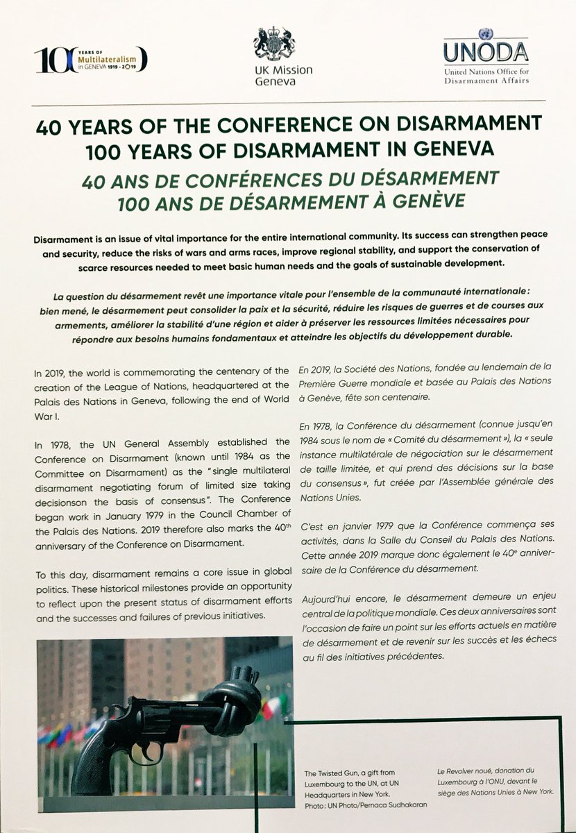 The #ConferenceonDisarmament this morning opened the 2nd part of its 2019 session <a href="/UNGeneva/">United Nations Geneva</a>.  The meeting was held under the Presidency of the United States of America <a href="/USAmbCD/">U.S. Ambassador to the Conference on Disarmament</a>. In an informal setting, the Conference discussed the question of nuclear deterrence.