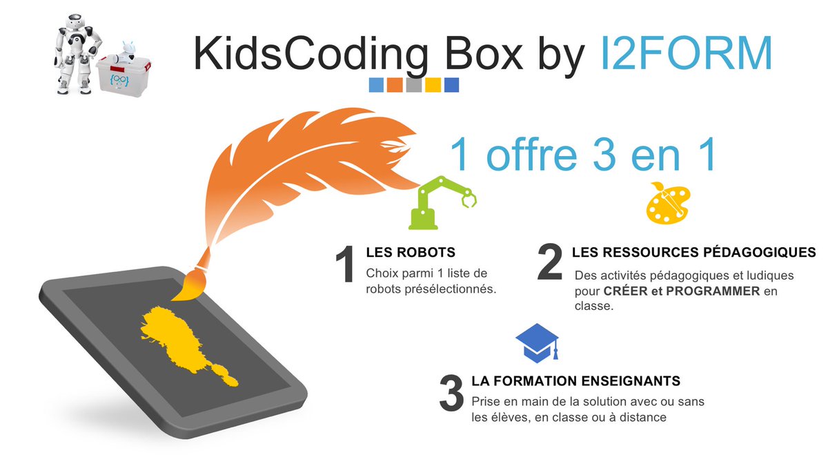 i2form's tweet image. À l’occasion de Viva Technology, @i2form lance sa box éducation 3 en 1 comprenant robot(s) + formation enseignants en classe + ressources pédagogiques (support papier / numérique). Contactez nous pour plus d’infos. #I2FORM