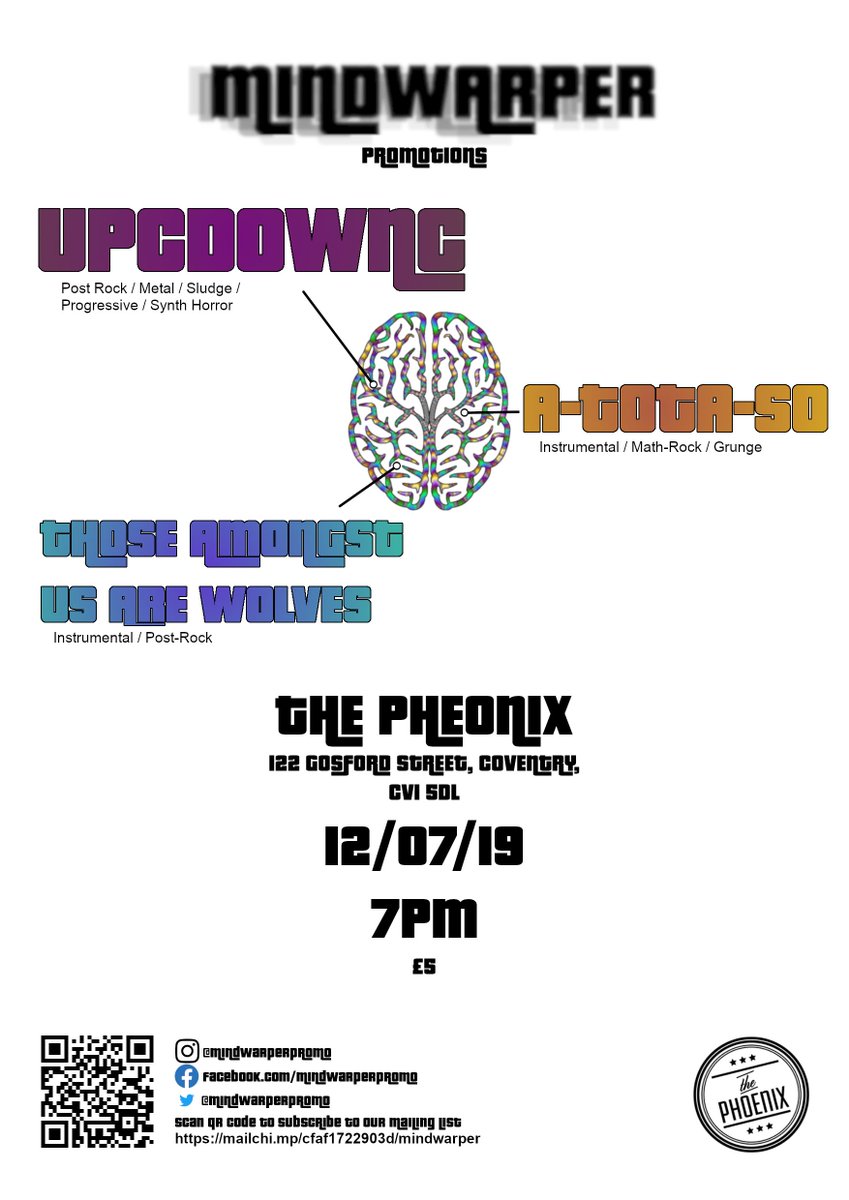 Our first show is announced and it's time for you to put this in your Calendar. 12th July. The Pheonix #Coventry @Upcdownc @atotaso @TAUAWolves ow.ly/q9xP50ubVvx #postrock #postrockCommunity #postrockdiscovery #postrockband #postrockmusic #instrumental #mathrock #postmetal