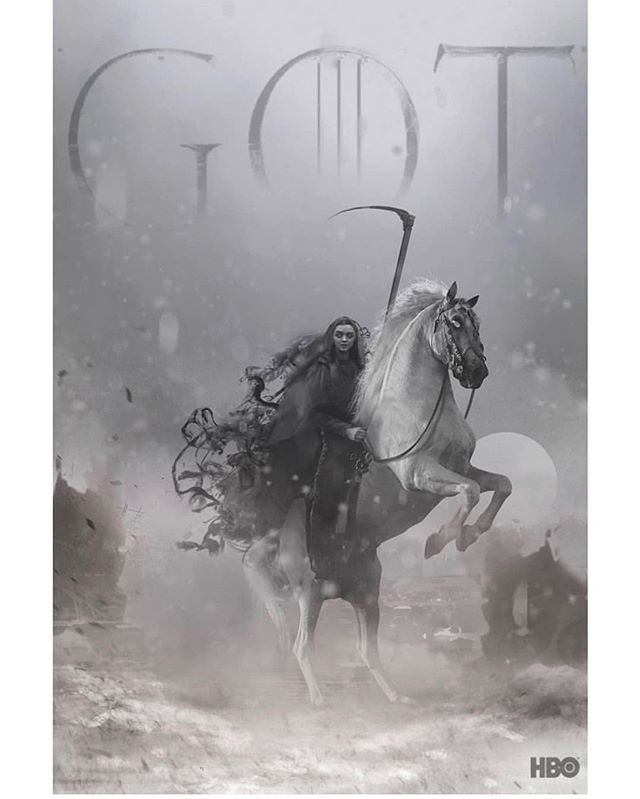 PetesBasement's tweet photo. “Before me was a pale white horse. Its rider was Death. And Hell - was following Her.” @bosslogic does it again with this awesome depiction of #Arya as the #FourthHorsemen.
“And what do we say to the God of Death?”
We say “TODAY’S THE DAY, BITCH!” #Gamro… https://t.co/2D5aPn24x6 https://t.co/cLXNWSmkQl