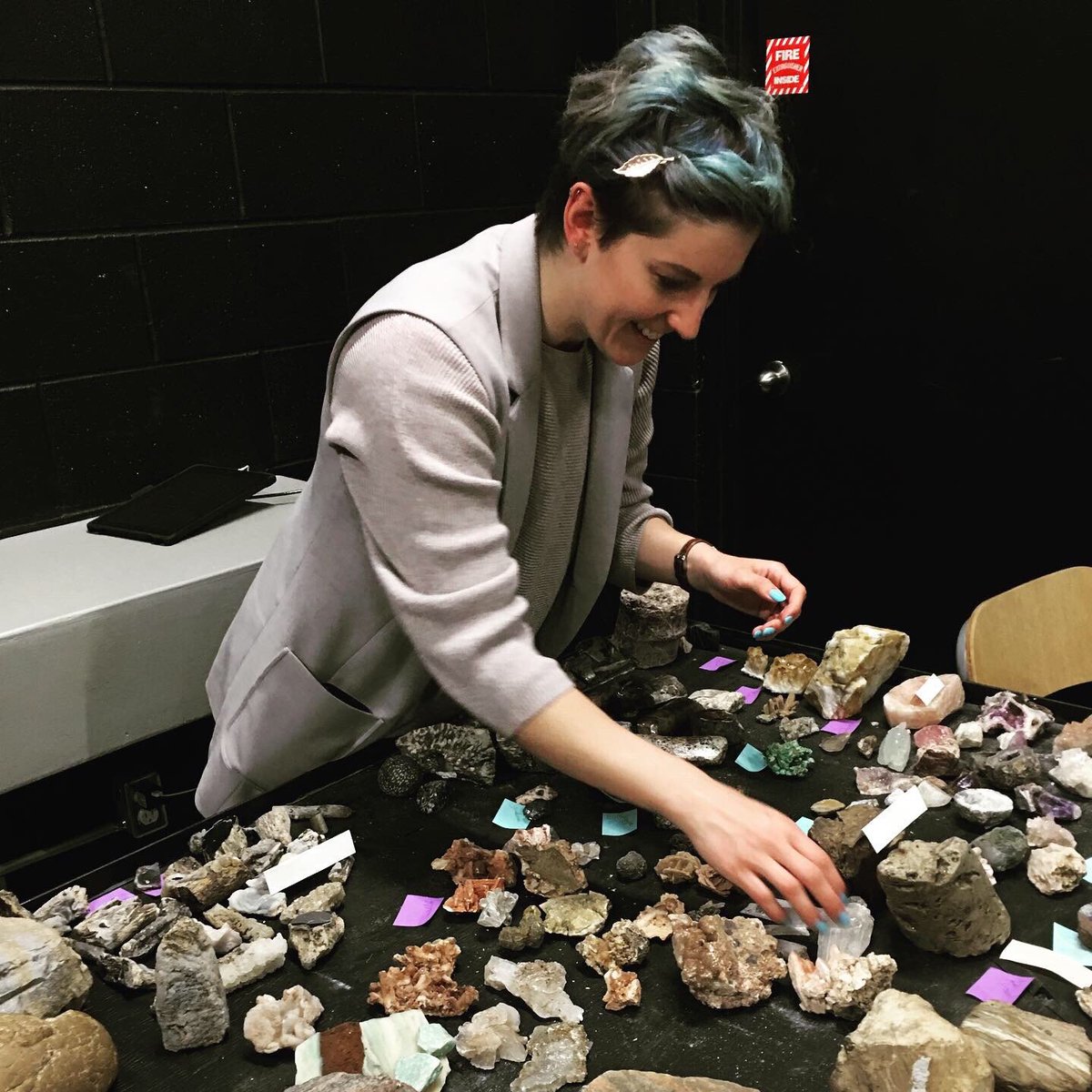 In keeping with #MuseumWeek2019 theme of the day, here’s a little sneak peek of our curator, Lauren Hussey, getting ready for the launch of our new Natural History Gallery! 
#BehindTheScenes