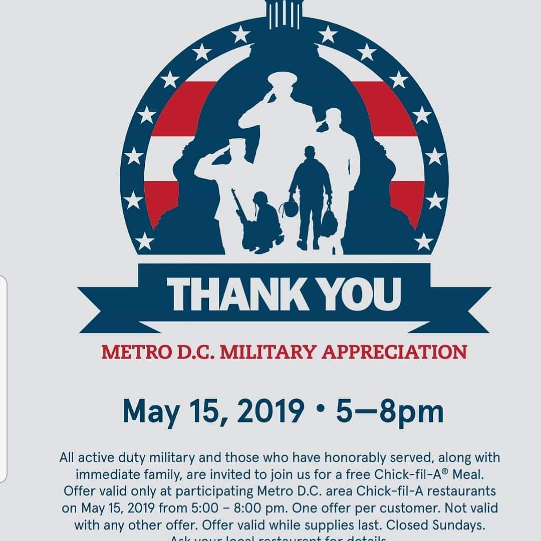 DH_ChickfilA's tweet image. We are excited to honor our Military on tomorrow!!