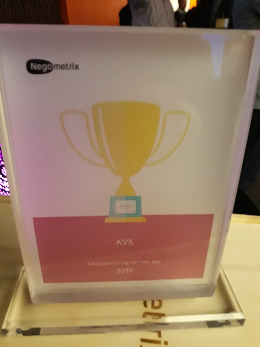 Super trots dat KVK de Negometrix award heeft gewonnen voor digitale inkoopafdeling van het jaar 2019!
