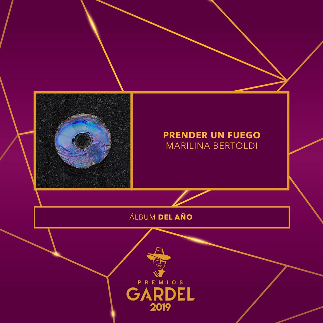 PremiosGardel's tweet photo. ÁLBUM DEL AÑO - GARDEL DE ORO @MarilinaBrtoldi 
#PremiosGardel2019 https://t.co/3mqDq7ZJPY