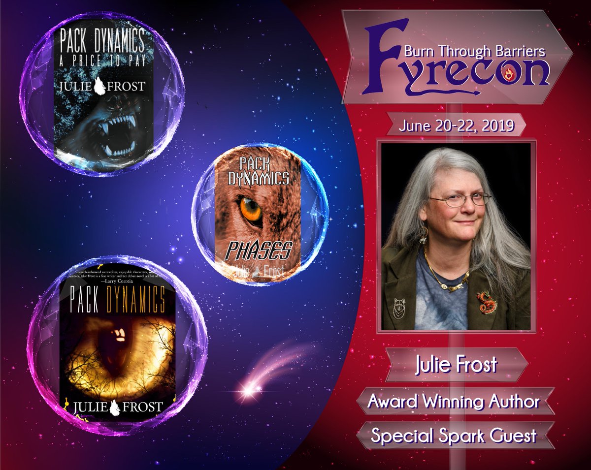 We have been watching @Julie Frost go from being a fan to winning Writers and Illustrators of the Future to publishing her first book(We might have known even before she did that she was getting published :) ). 

#fyrecon3 #Writingandart