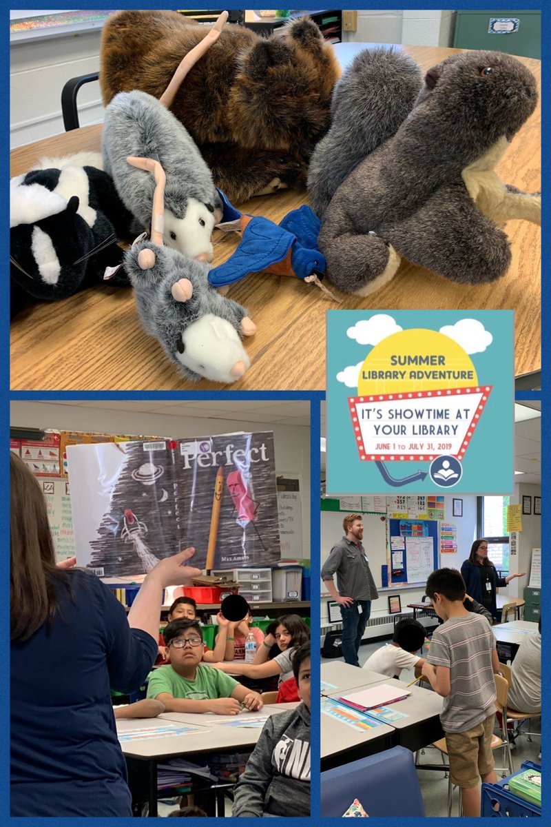 kcmgd31's tweet photo. Today we had some #perfect visitors from the @IndianTrailsLib come share some #fieldkindness and tell us about their #showtime summer reading program, introduce us to some furry friends, and read some fun books! @Scholastic @librariandiva2 @ccsd21field #21Learns https://t.co/gZfXXg89hU