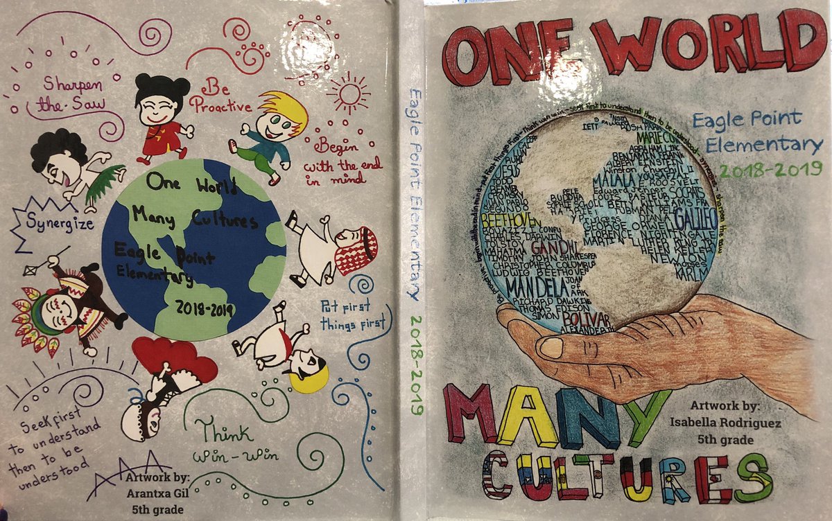 Amazing artists at Eagle Point Elementary. Students compete for the yearbook’s front/back cover and art spots in pages throughout the book based on a theme. Promoting the arts. #epegreathappenshere #oneworldmanycultures @APDailey_EPE <a href="/EaglePointElem/">Christy de Zayas</a>