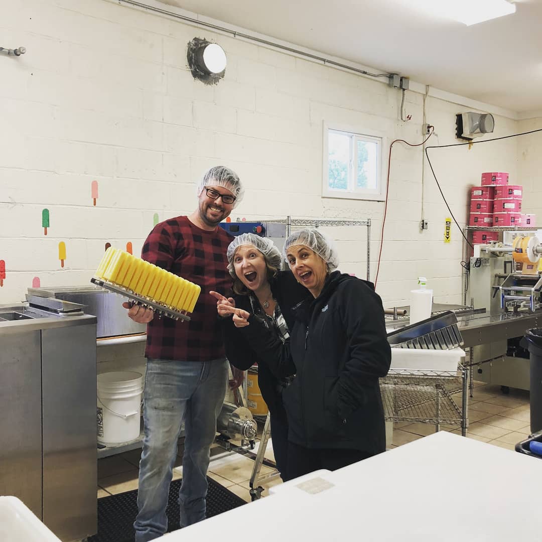 CFWpennpurchase's tweet photo. Thanks to @mompopsphilly for the tour of their plant facility. We are so excited to start selling our Wine Pop they made for us. Strawberry Sangria wine pops! #winepopsicles #summertreats #peddlersvillage https://t.co/cmBgwKtbP8