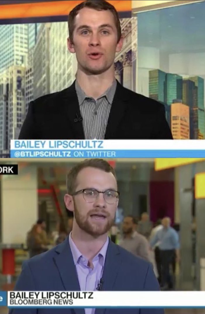 Sharing because <a href="/BTLipschultz/">Bailey Lipschultz</a> made another appearance on <a href="/BloombergTV/">Bloomberg TV</a> and I’m really proud. Also because I swear these photos are only 7 months apart, not 7 years