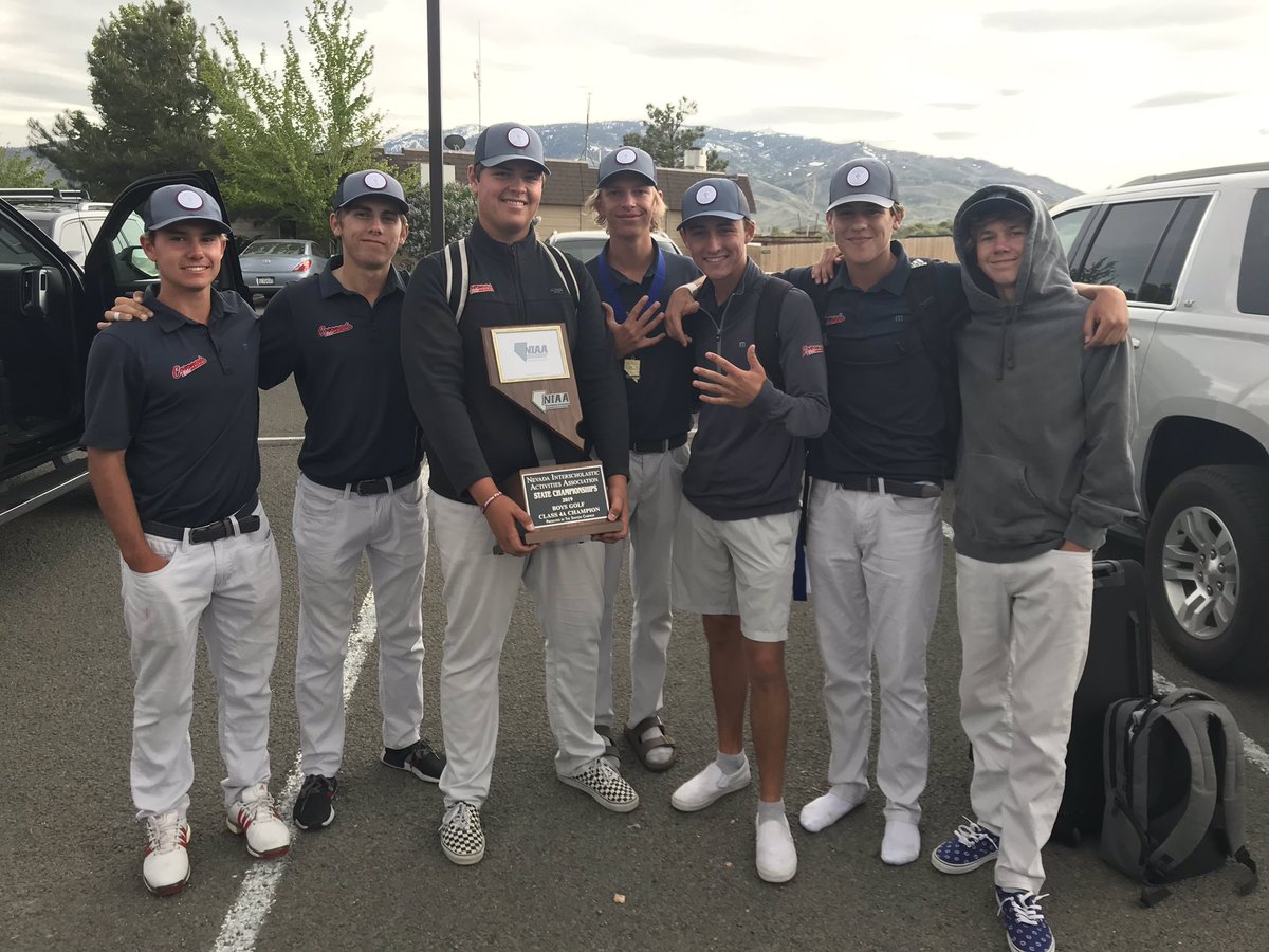 coronado_golf17's tweet photo. Pahrump Valley Invitational ✅
Champions Invitational ✅
So. Nevada Invitational ✅
6-0 SE League ✅
Desert Region ✅
2019 NIAA STATE CHAMPS✅
#Drive4Five COMPLETE 💯🏆
#perfectseason #GoCougs https://t.co/znv5QLFgGx