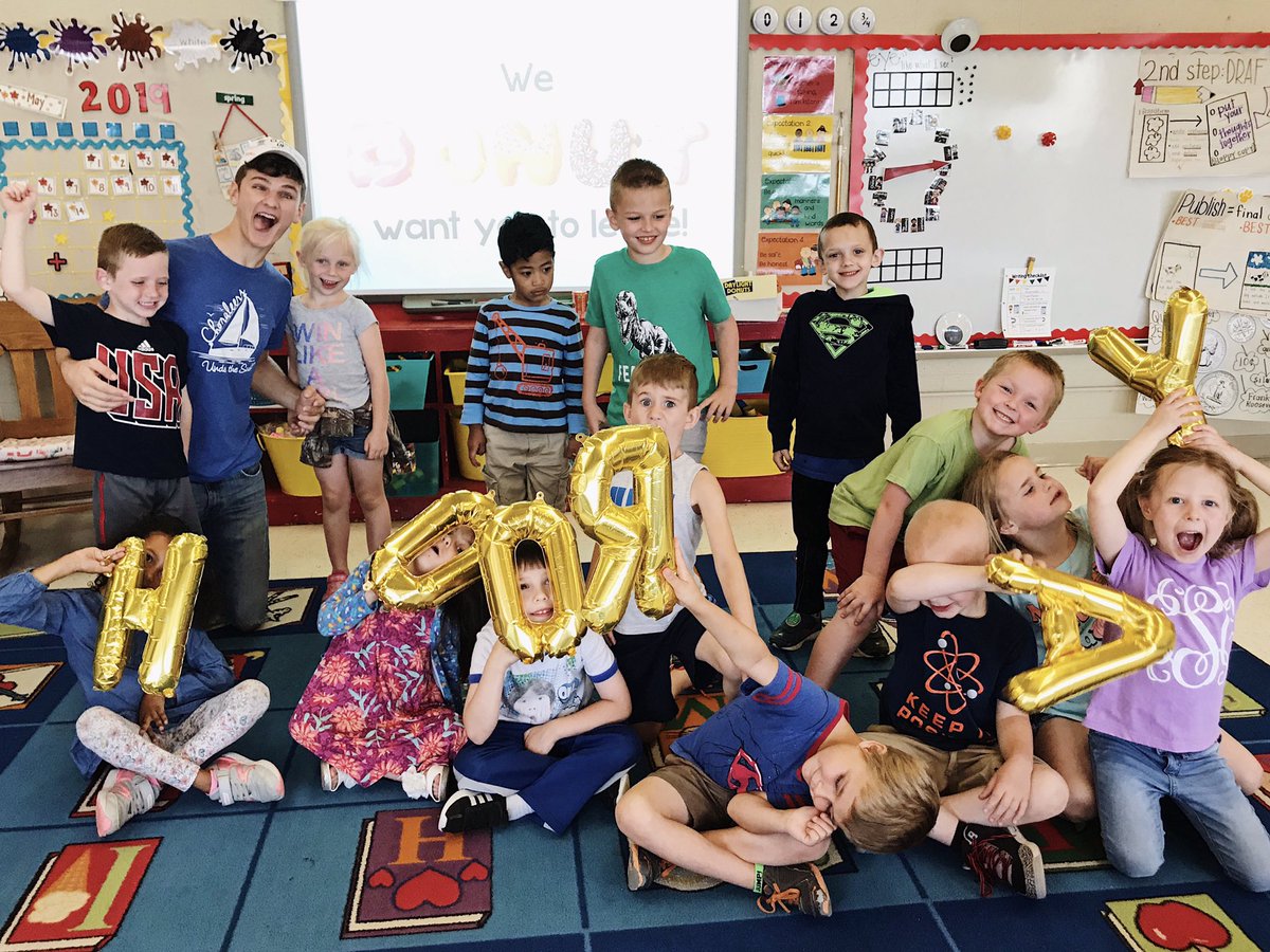 Today we celebrated the infamous “Mr. Carson!”
During our video of memories, one of the kids starts BAWLING which results in everyone crying too!! Obviously, these kids think @Carson_Funk_ is the coolest guy &amp; adore him! We have loved having him apart of Room 1 this year.