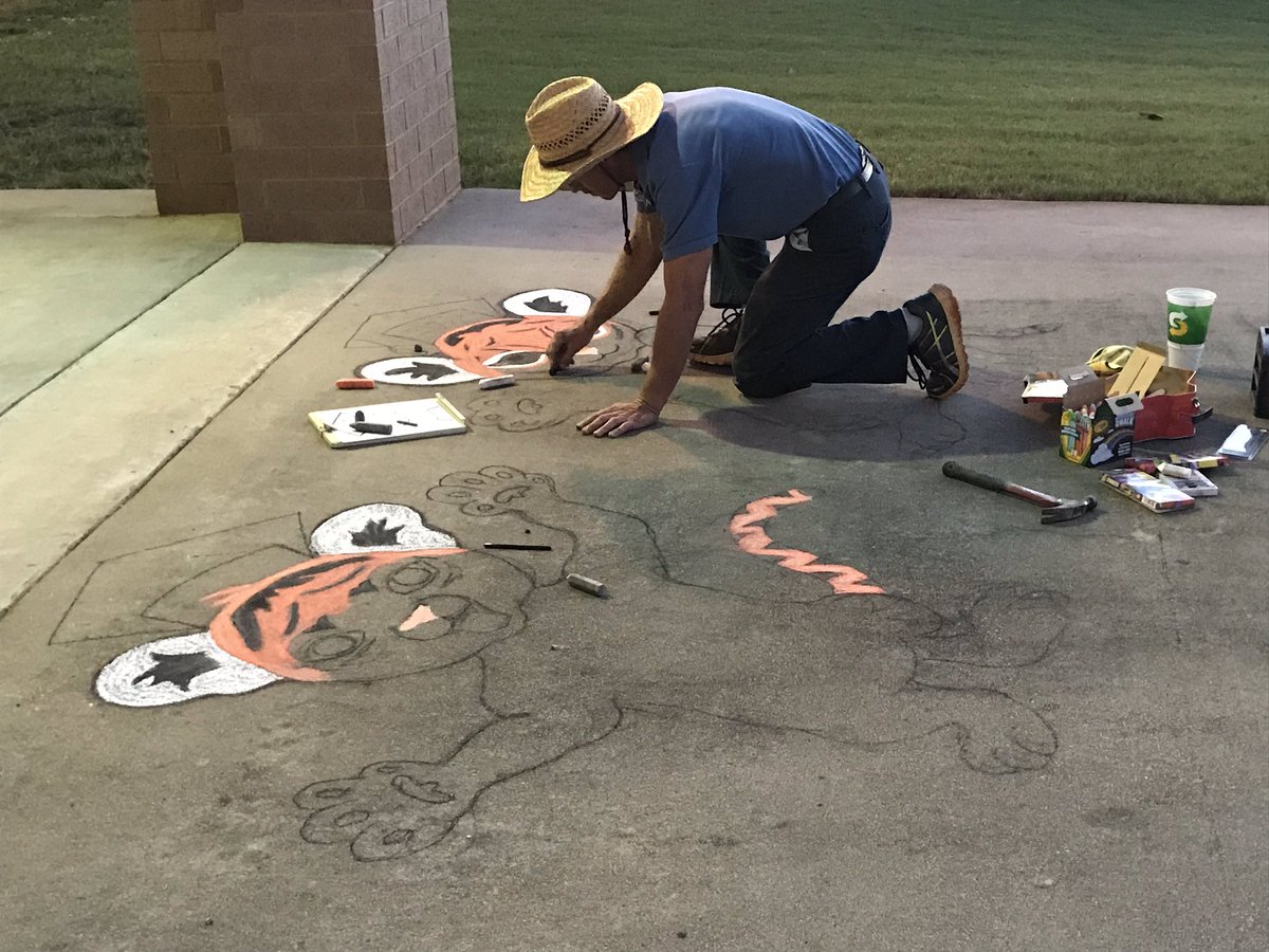 jboutwell27's tweet photo. I am not the only one at the school still at 8:00 pm. Mr. TC is dedicating his time tonight to create a graduation masterpiece for our Kindercats and their parents! #allfortheloveofthekids https://t.co/dSyMXSoIOL